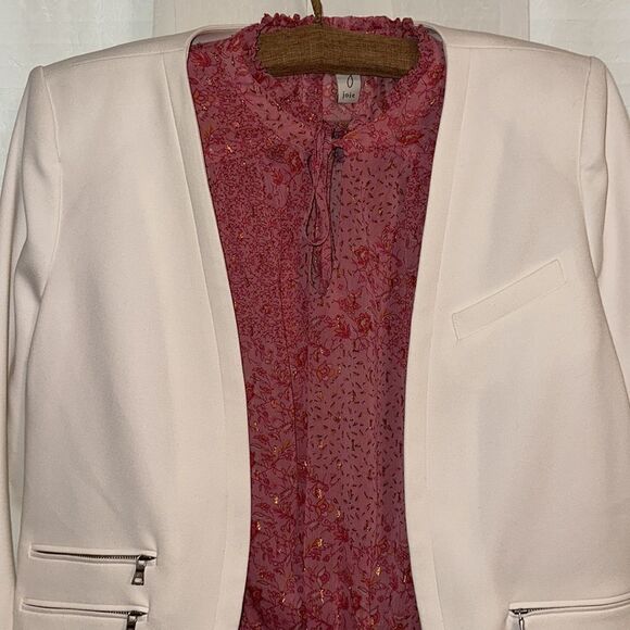 BCBG L Off-White Profesional Crop Asymmetrical Open Front Blazer Jacket - Picture 3 of 10
